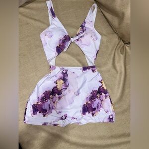 Purple and Gold Tie-Dye bathing suit